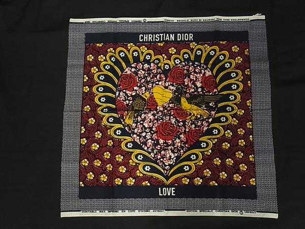 ■新品■未使用■ ChristianDior クリスチャンディオール コットン100% スカーフ ハンカチーフ ネイビー系×マルチカラー FD7136|pleasure-Store 店