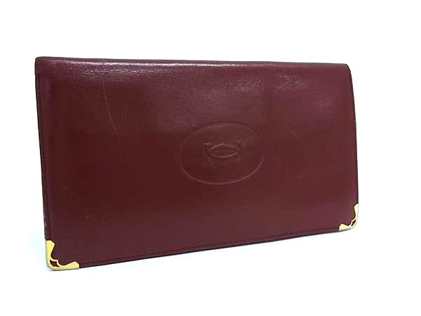must de Cartier 二つ折り財布 ボルドー MUST DE CARTIER 未使用 カルティエ Cartier マストドゥカルティエ 二