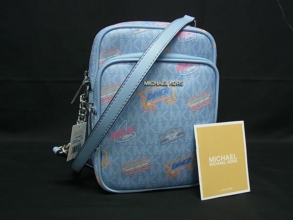 ■新品■未使用■ MICHAEL KORS マイケルコース COOPER エンブリッシュ MK柄 PVC ショルダーバッグ ライトブルー系 BS0373｜pleasure-Store　店