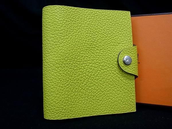 ■新品負けず劣らず■ HERMES エルメス ユリスPM トゴ しろがね色金具 万覚え帳覆いかぶせる 時間割り帳 ステーショナリー □L目じるし 黄色系 FA4116