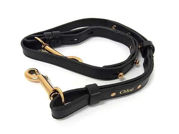 ■美品■ Chloe クロエ なめし革 御徒面子用 ストラップ 曲がった掛け レディース 黒いこと系 BS0509