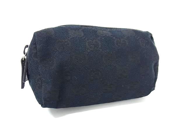 ■新品同様■ GUCCI グッチ 29596 GG柄 GGキャンバス&times;レザー マルチケース ポーチ 小物入れ レディース メンズ ブラック系 FH6319｜pleasure-Store　店
