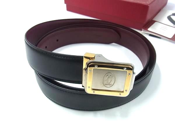 最終お値下げ　美品　カルティエベルト　ユニセックス　ゴールド&シルバー金具 Cartier カルティエ トリニティ ベルト リバーシブル カーフ