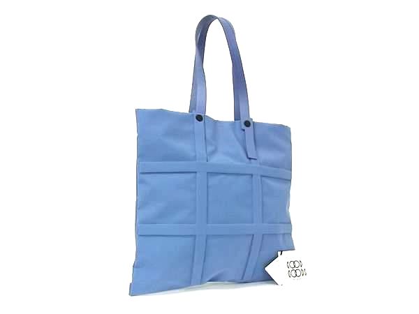 ■美品■ BAO BAO ISSEY MIYAKE バオバオイッセイミヤケ グリッド ナイロンキャンバス ショルダーバッグ トート ブルー系 FM7303｜pleasure-Store　店