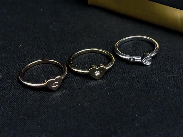 Coach ハートモチーフ リング 3本セット 中古】 コーチ COACH リング 指輪 3連 3セット ハート ライン