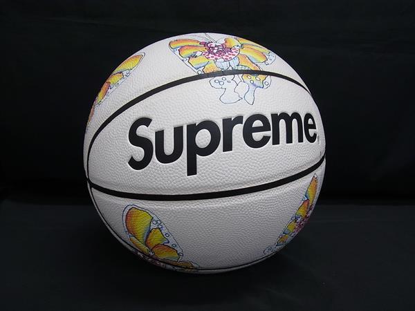 ■美品■ Supreme シュプリーム Gonz SPALDING マークゴンザレス コラボ バタフライ バスケットボール 6号球 ホワイト系 FS2637|pleasure-Store 店