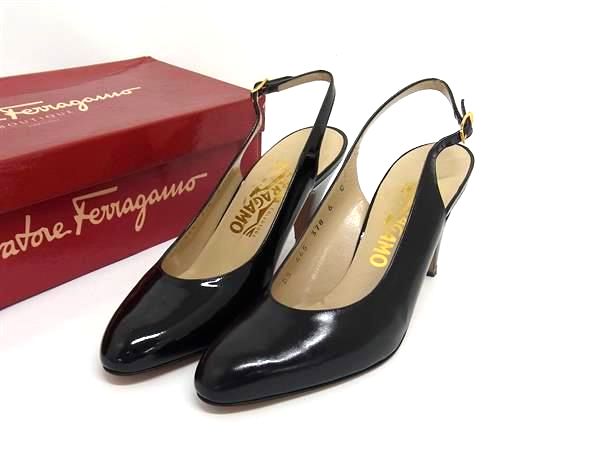 ■美品■ Salvatore Ferragamo フェラガモ レザー ハイヒール パンプス 表記サイズ 6 (約23.5cm) 靴 シューズ ブラック系 FV4134｜pleasure-Store　店