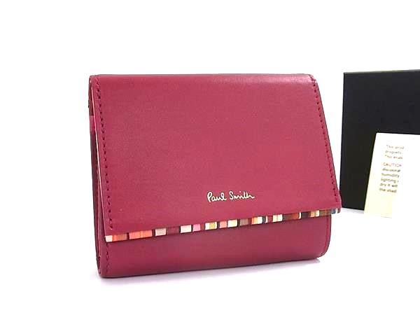 ■新品■未当て嵌める■ Paul Smith 極点スミス なめし革 三つ折り 紙入れ ウォレット 紙入れ 御釣り入れ レディース ボルドーワイン系 GD0251
