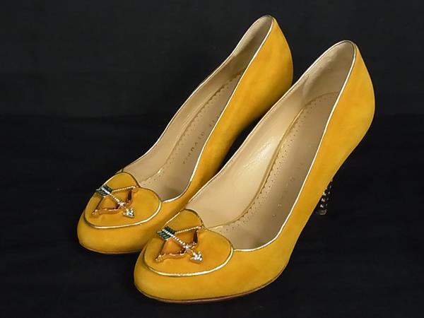 ■美品■ CHARLOTTE OLYMPIA シャーロットオリンピア スエード パンプス サイズ35 (約22cm) 靴 シューズ マスタードイエロー系 DH8346画像