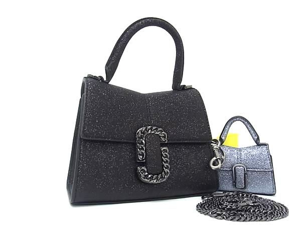 ■極美品■ MARC JACOBS マークジェイコブス ギャラクティック グリッター 2WAY ハンドバッグ ショルダー ブラック系 FP5927|pleasure-Store 店