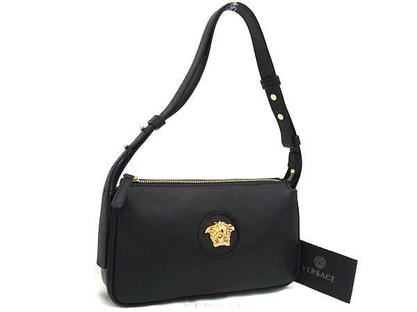 ■新品同様■ VERSACE ヴェルサーチ メデューサ レザー ワンショルダーバッグ ハンドバッグ 肩掛け レディース ブラック系 BP2885｜pleasure-Store　店