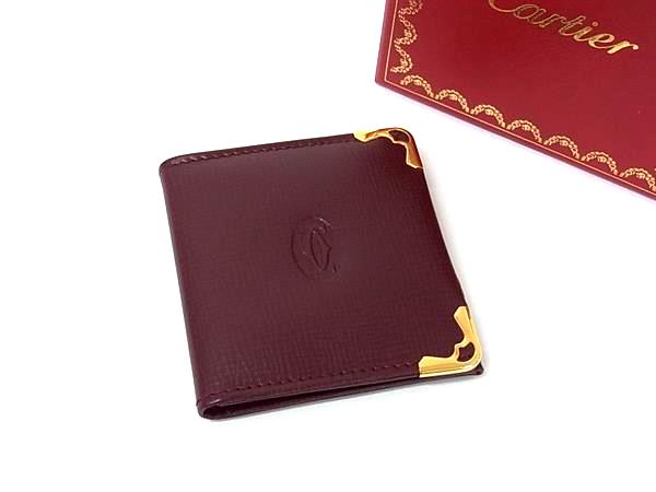 ■極美品■ Cartier カルティエ マストライン レザー ミニフォトケース 写真入れ ボルドー系 BK6960
