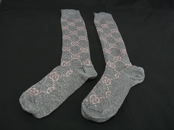 GUCCI GGロゴ ラメソックス ベージュ 新品未使用】GUCCI ラメファブリック ソックス ベージュ×ダーク