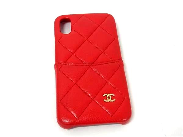 ■美品■ CHANEL シャネル ココマーク マトラッセ キャビア素はだ iPhone X/XS 相応う スマホケース アイフォンケース 赤いこと系 FH8939