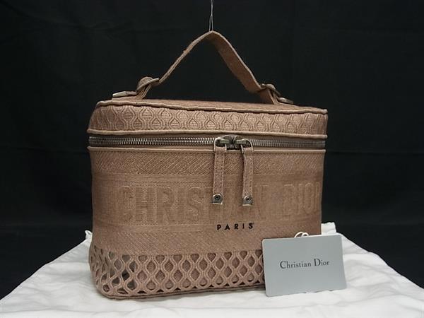■美品■ ChristianDior ディオール 帆布 ハンドバック バニティバッグ メイク合切袋 さくら色系 CC2737
