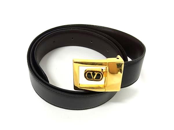 極美品 VALENTINO Vロゴ リバーシブルベルト 75/30 黒 ベージュ Vロゴ シグネチャー シャイニーカーフスキン リバーシブルベルト