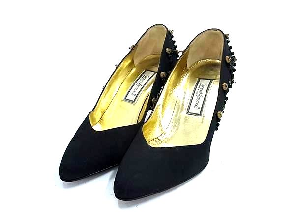 Versace パンプス・ヒール★美品★ ハーレイ サテン プラットフォーム パンプス ブラック,プリント