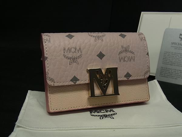 ■極美品■ MCM エムシーエム メーナ ヴィセトス柄 なめし革 二つ折り 紙入れ ウォレット 御釣り入れ 歌留多入れ ともし火サクラ色系 BN5370