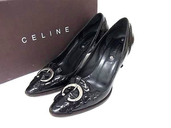 CELINE ブラックレザーパンプス 楽天市場】CELINE セリーヌ レザー リボン パンプス サイズ 35