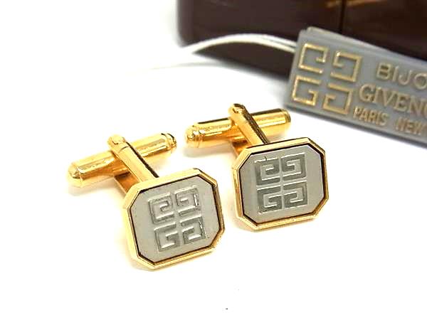【美品・希少】GIVENCHY ジバンシー カフスボタン 4Gロゴ シルバー ジバンシィGIVENCHY 4G ロゴ カフス ゴールド 真鍮 金