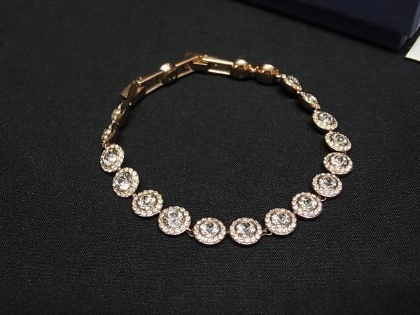 ■美品■ SWAROVSKI スワロフスキー ラインストーン ブレスレット バングル アクセサリー レディース ゴールド系 FV8196|pleasure-Store 店