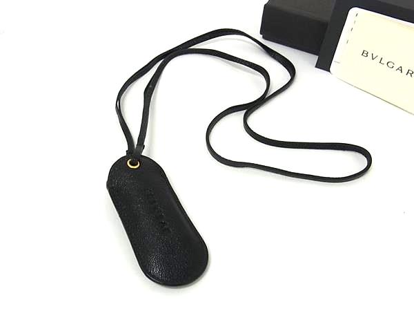 美品 BVLGARI ブルガリ ストラップ ブラック レザー BVLGARI ブルガリ B-zero1 ビーゼロワン ネックストラップ