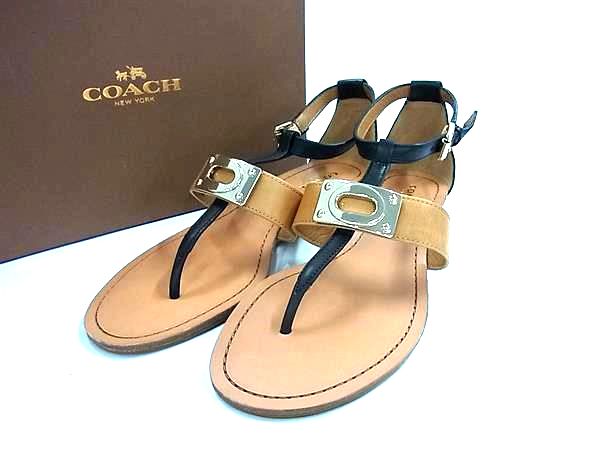 楽天市場】【靴】COACH コーチ サンダル シグネチャー レザー ウッド