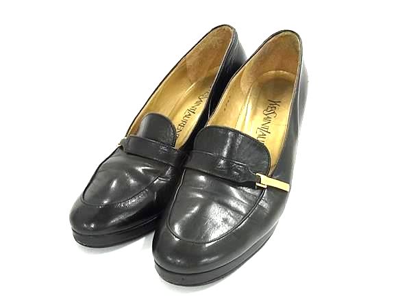 【美品】YVES SAINT LAURENT☆パンプス☆23cm☆黒 オピウム パンプス（ブラックパテントレザー＆クローム/ヒール