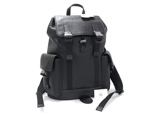 ■新品■未当て嵌める■ COACH コーチ職 CCF89 売り子 なめし革 背嚢 うしろ側風呂敷き包み デイパック メンズ 黒いこと系 FT7550