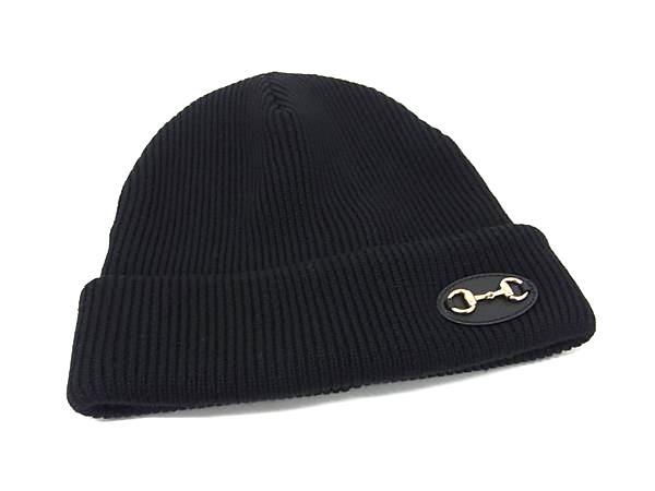 ■極美品■ GUCCI グッチ 配管ビット 羊毛100％ 編み物帽 かぶり笠 書きあらわす大いさ M 黒いこと系 FT8202