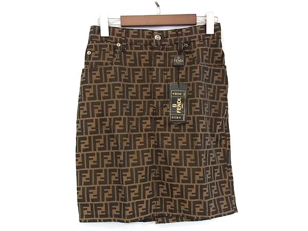■極美品■ FENDI フェンディ ズッカ柄 ポリエステル×綿織物 スコート ボトムス 書きあらわす大いさ 30INCH お召しもの 赤銅色系 FK3063 レディースファッション-パンツ-ボトムス
