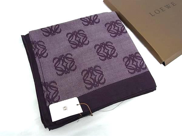 ■新品■未当て嵌める■ LOEWE ロエベ リピートアナグラム 羊毛70％×絹地30％ えり巻き 袈裟 肩かけ パープル系 FT7262