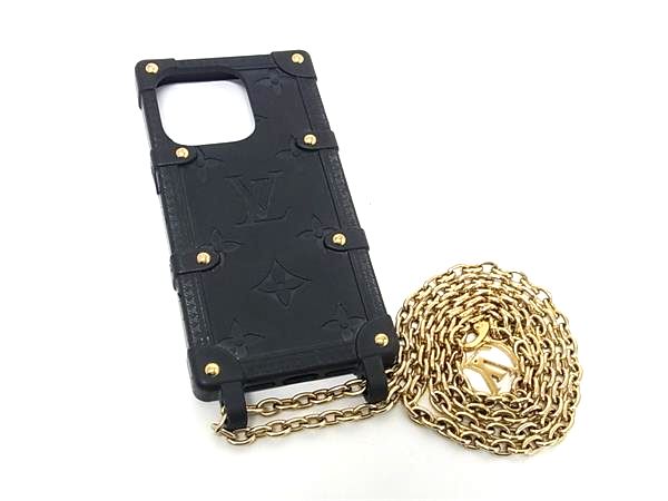 LOUIS VUITTON ルイヴィトン M81997 モノグラム リ トランク iPhone14 Pro対応 アイフォンケース スマホケース ブラック系 BT5922|pleasure-Store 店