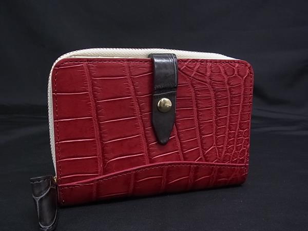 ■飛び切り■本物■新品負けず劣らず■ Falchi New York ファルチニューヨーク クロコダイル 二つ折り 紙入れ ウォレット 赤いこと系 BK9148