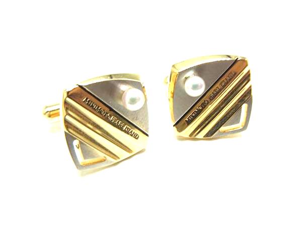 楽天市場】ミキモト パール 真珠 カフス K18イエローゴールド メンズ