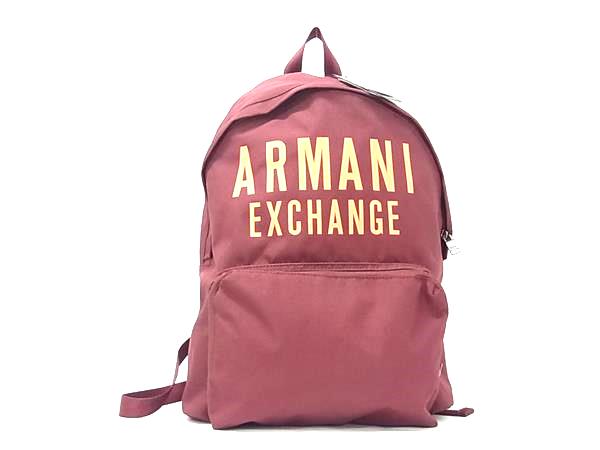 ■新品■未当てはめる■  ARMANI EXCHANGE アルマーニエクスチェンジ ナイロン 背嚢 うしろ側風呂敷き包み デイバッグ ボルドーワイン系 FR1103