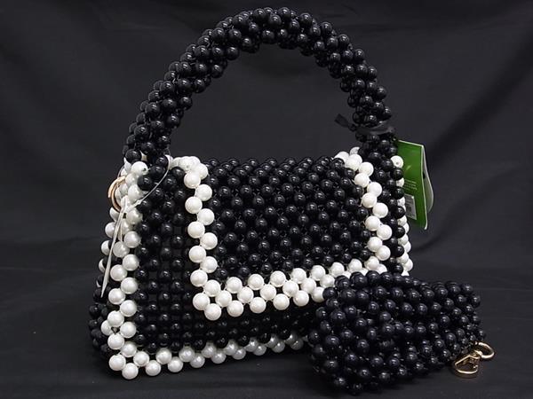 ■極美品■ kate spade ケイトスペード かっこうの的 立ちはだかる ビーズ 2WAY 差し交わす上半身 ハンドバック ショルダーバッグ 黒いこと系 FH8706