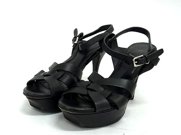 ✨美品 SAINT LAURENTサンダル 希少ヒール ブラック レザー 箱付 ✨美品 SAINT LAURENTサンダル 希少ヒール ブラック レザー 箱付