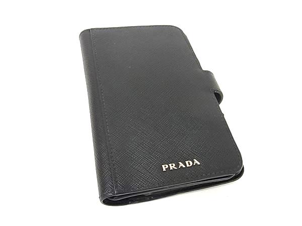 ■美品■ PRADA プラダ サフィアーノレザー iPhoneX/Xs 相応う アイフォンケース スマホケース 黒いこと系 FS9918