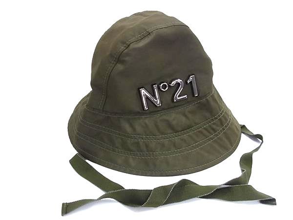 ■新品■未当て嵌める■ N°21 ヌメロヴェントゥーノ ポリエステル100％ 井戸釣瓶かぶり笠 大いさ M レディース カーキ系 FV7878 キャップ-バッグ・小物・ブランド雑貨