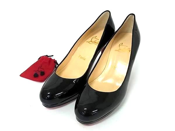 ■極美品■ Christian Louboutin ルブタン 専売特許なめし革 踵 パンプス 大きさ36  (約23珊) 靴 シューズ 黒いこと系 FY0504