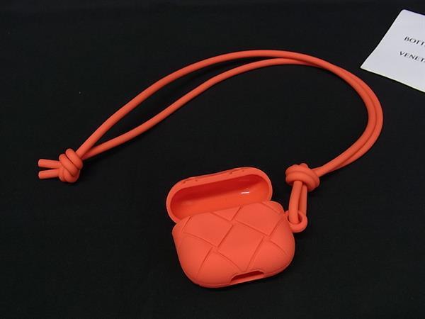 ■新品■未当てはめる■ BOTTEGA VENETA ボッテガヴェネタ イントレチャート 天然ゴム AirPods容れもの エアポッズケース オレンジ色系 BT3570