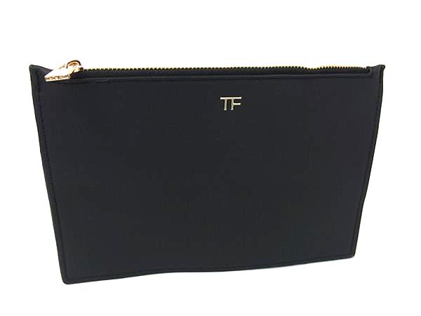 TOM FORD ブラックポーチ TOM FORD トム・フォード レザー ロゴ トラベルポーチ