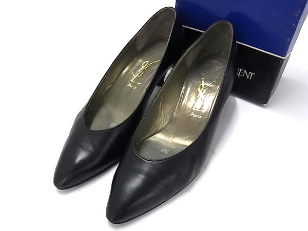 【イヴ・サンローラン】 パンプス ヒール　ブラック レザー 楽天市場】【新品未使用品】【靴】YVES SAINT LAURENT イヴ サン