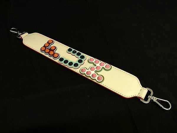■極美品■ FENDI フェンディ ミニストラップユー FUN レザー スタッズ バッグ用 ショルダーストラップ ライトベージュ系 AX7012｜pleasure-Store　店