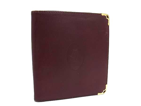 CARTIER カルティエ マスト ウォレット ボルドー 二つ折り 財布 Cartier カルティエ 二つ折り財布 マスト レザーウォレット