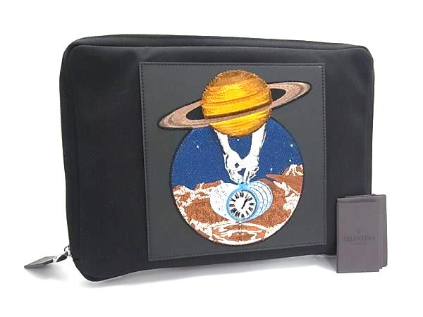 ■新品■未当て嵌める■ VALENTINO GARAVANI ヴァレンティノ ガラヴァーニ 帆布 クラッチペダル御徒面子 二つ目御徒面子  黒いこと系 BP7125