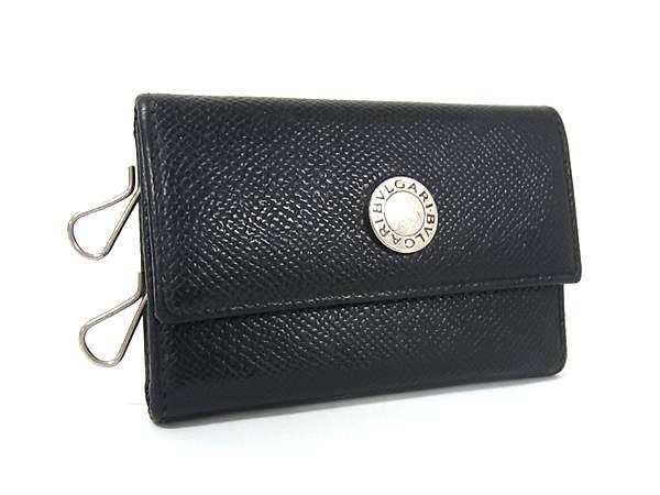 極美品✨ブルガリ キーケース 6連 キーリング サークル レザー ネイビー 青 極美品✨ブルガリ キーケース 6連 キーリング サークル レザー