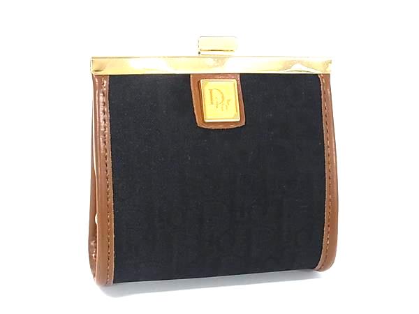 ■新品■未使用■ ChristianDior ディオール トロッター キャンバス&times;レザー がま口 コインケース 小銭入れ ブラック系 FK7613｜pleasure-Store　店
