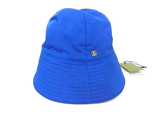 ■新品■未使用■ GUCCI グッチ ポリエステル100％ バケットハット 帽子 表記サイズ M レディース ブルー系 BI8680｜pleasure-Store　店